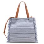 Sole Society Sole Society Huxlee Fabric Tote W/ Fringe - Navy Cream-one Size