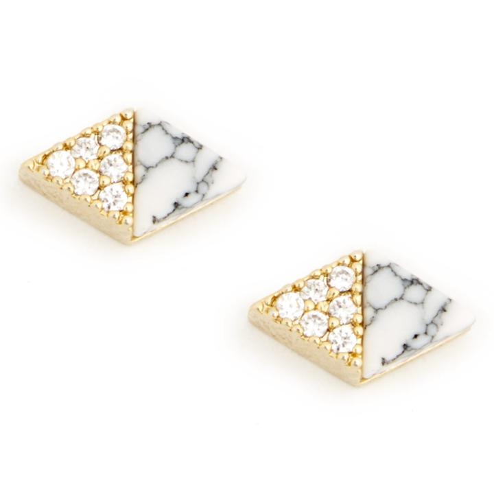 Sole Society Sole Society Natural Stone Triangle Stud Earrings - White Combo