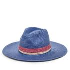 Sole Society Sole Society Wide Brim Straw Hat With Raffia Band - Navy-one Size