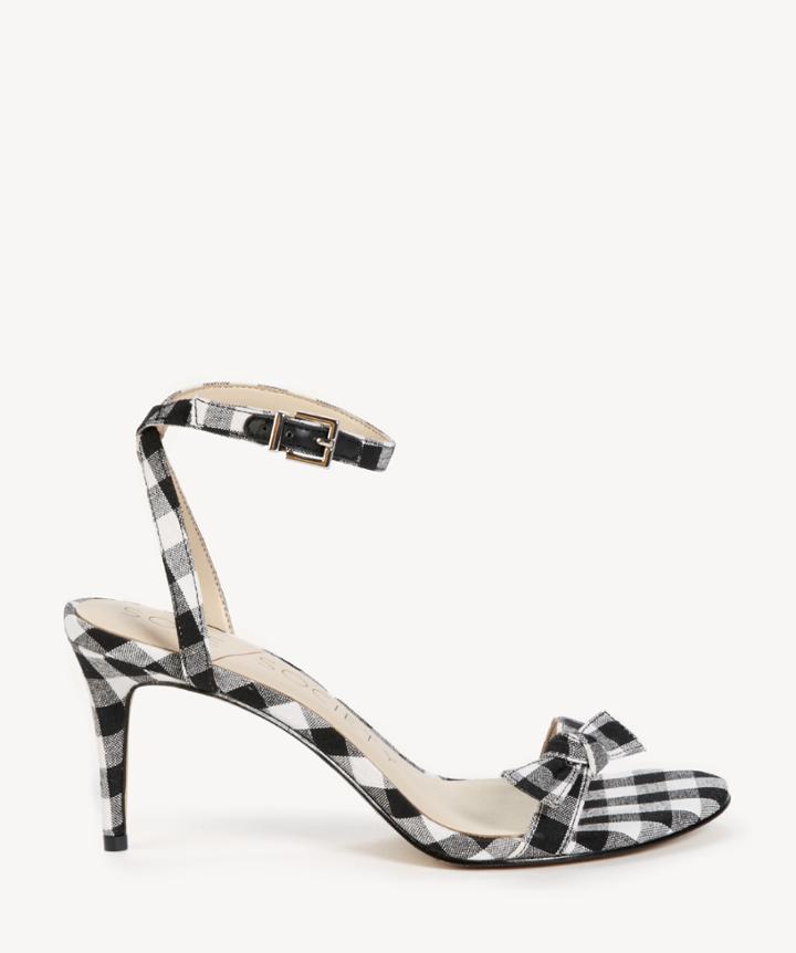Sole Society Sole Society Avrilie Bow Sandals Black/white Gingham Size 5 Suede