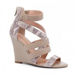 Solesociety Sole Society Rocio Open Toe Wedge - Taupe Multi-5