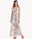 J.o.a. J.o.a. Floral Printed Maxi Dress With High Slit Mist Mist Size Extra Small Polyester From Sole Society