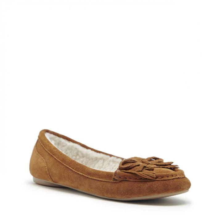 Sole Society Sole Society Pari Suede Moccasin - Chestnut-6.5