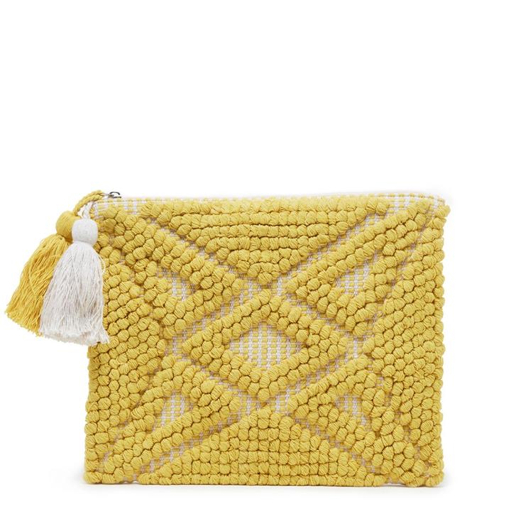 Sole Society Sole Society Palisades Woven Pattern Pouch W/ Tassels - Citrine-one Size