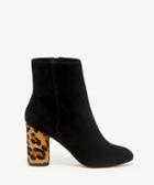 Sole Society Sole Society Mulholland Cylinder Heels Bootie Black W/ Leopard Heel Size 7 Fabric