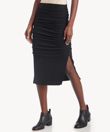 La Made La Made Women's Gathered Midi Skirt In Color: Black Size Xs From Sole Society