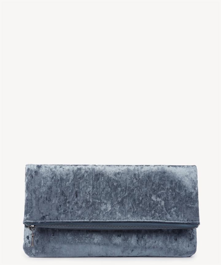 Sole Society Sole Society Zen Velvet Foldover Clutch Slate Vegan Leather