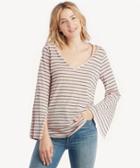 Vince Camuto Vince Camuto Women's Ls Split Cuff V Neck Rapid Simpe Stripe Top In Color: Dusty Blush Size Xs From Sole Society