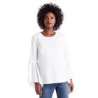 1. State 1. State Cascade Circle Sleeve Top - Ultra White