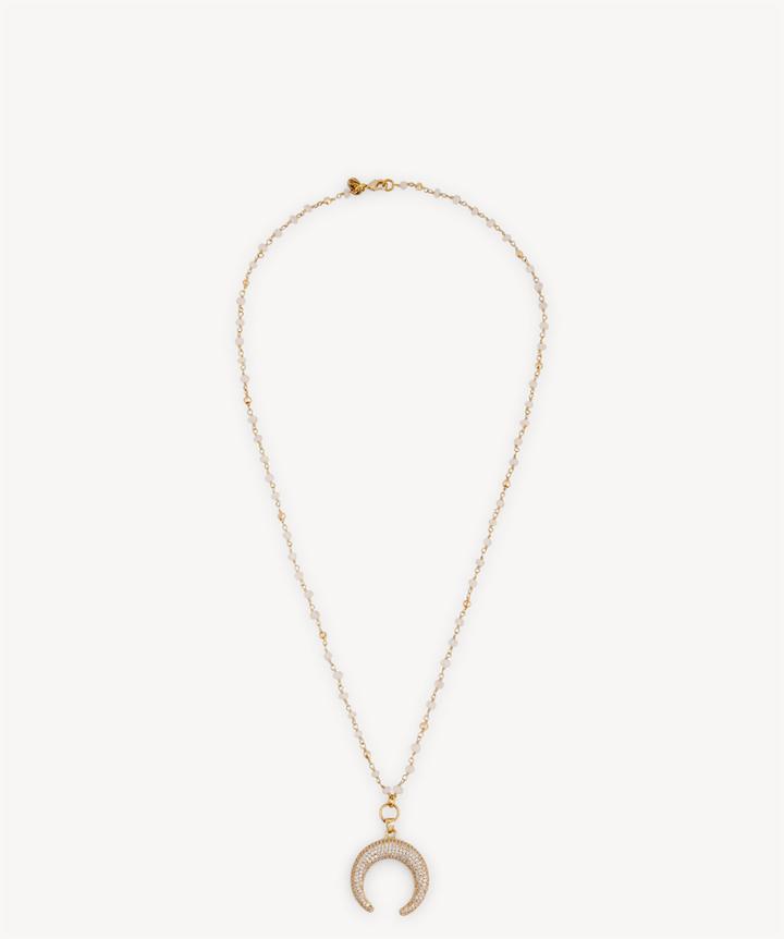 Karen London Karen London 24k Gold Plated Crescent Necklace - Moonstone-one Size