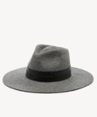 Sole Society Women's Wide Brim Hat With Double Faux Leather Band Grey One Size Wool From Sole Society