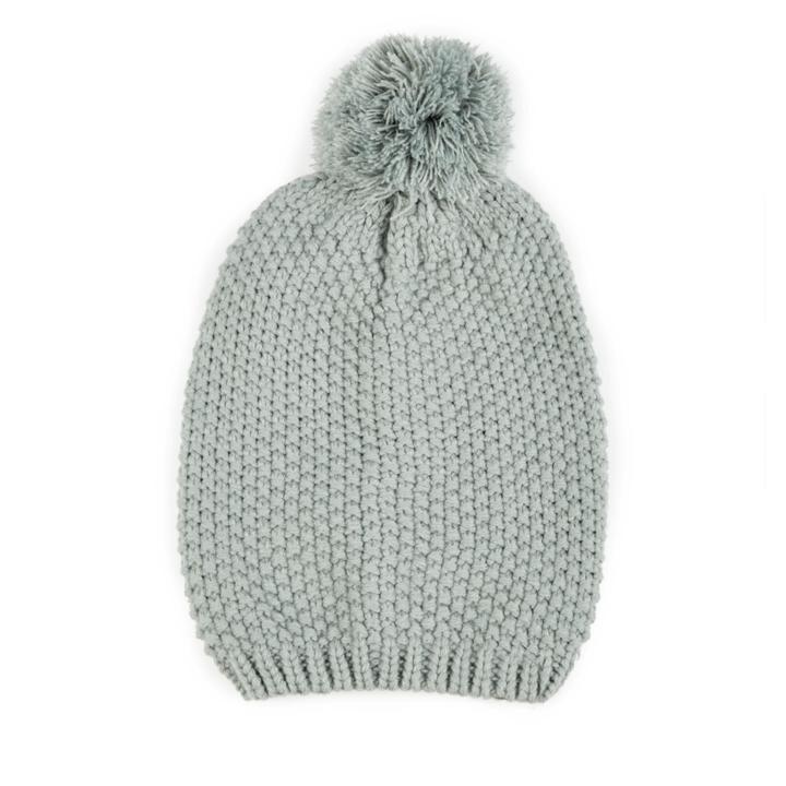 Sole Society Sole Society Waffle Knit Beanie W/ Pom - Powder Blue-one Size