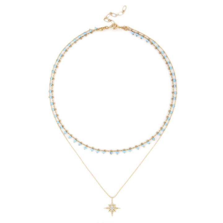 Sole Society Sole Society Celestial Beaded Layered Necklace - Turquoise