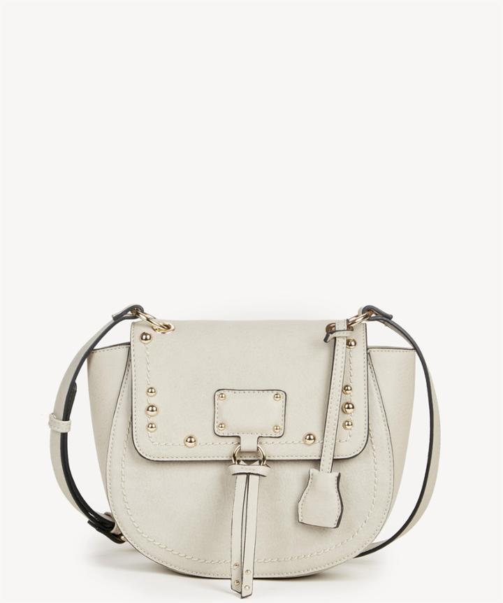 Sole Society Sole Society Stark Studded Flapover Saddle Bag - Grey-one Size