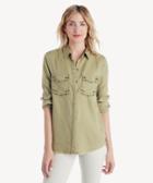 Scotch & Soda Scotch & Soda Women's Tencel Stud Detail Shirt In Color: Olive Size Extra Small From Sole Society