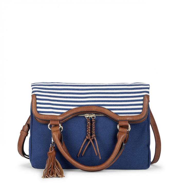 Sole Society Sole Society Joslyn Foldover Printed Tote - Navy Stripe-one Size