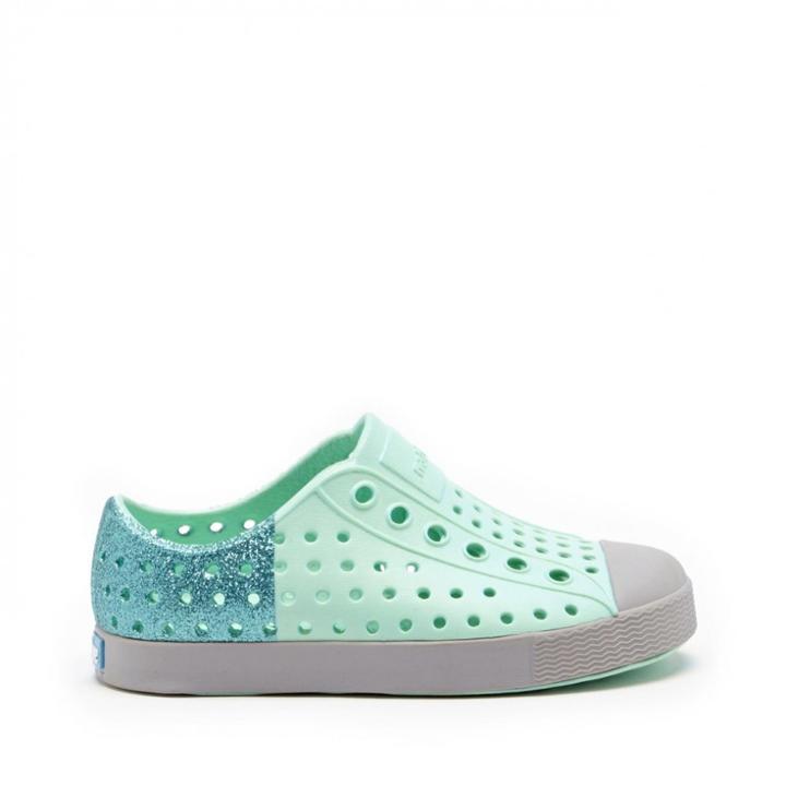Native Native Jefferson Glitter Child Waterproof Sneaker - Yucca Blue Glitter-7t