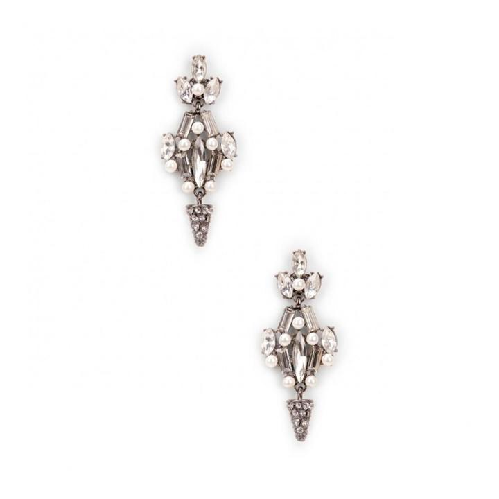 Sole Society Sole Society Pearl Drop Earrings - Gunmetal-one Size