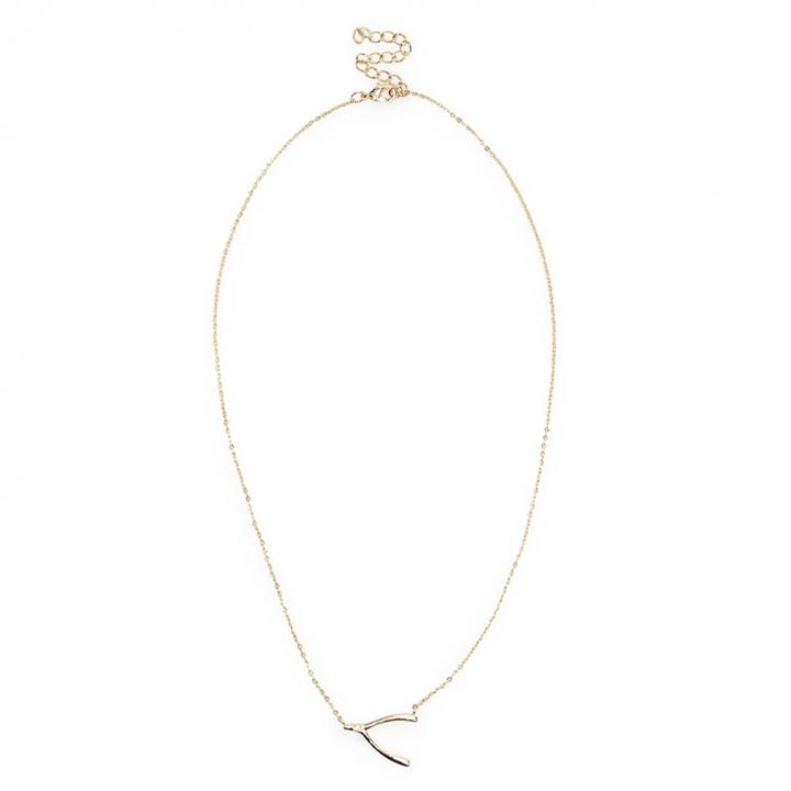 Sole Society Sole Society Delicate Wishbone Necklace - Gold-one Size