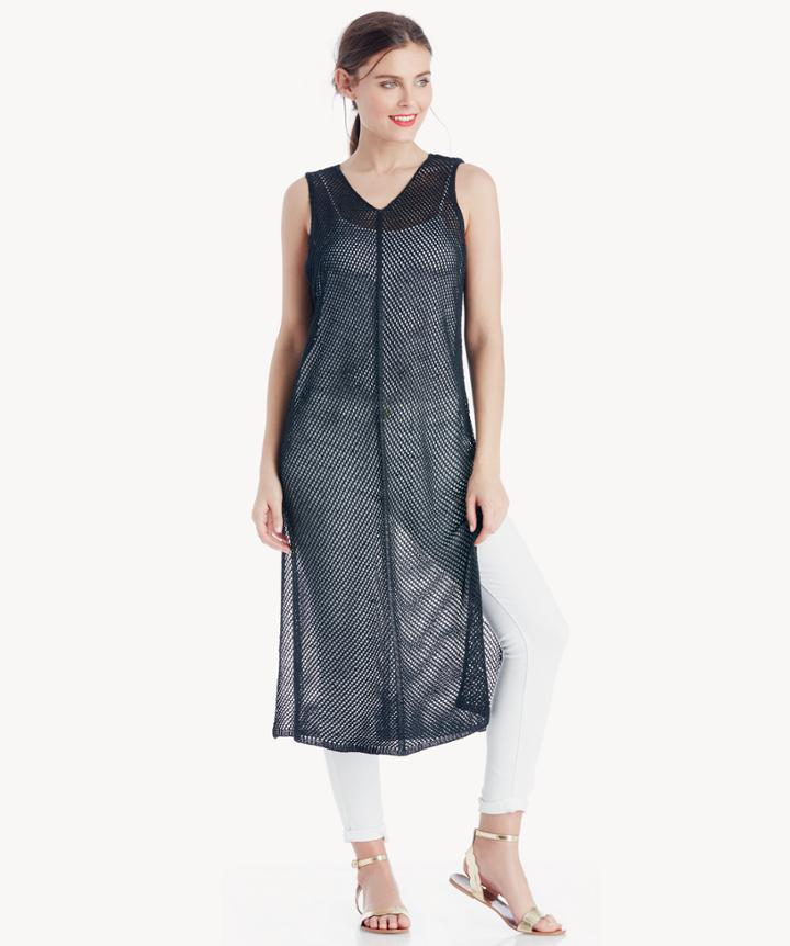 Sole Society Sole Society Openwork Knit Tunic Black One Size Os Cotton Polyester