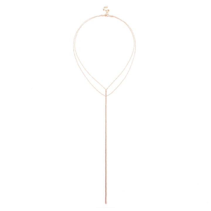 Sole Society Sole Society Dainty Layering Y Necklace - Rose Gold