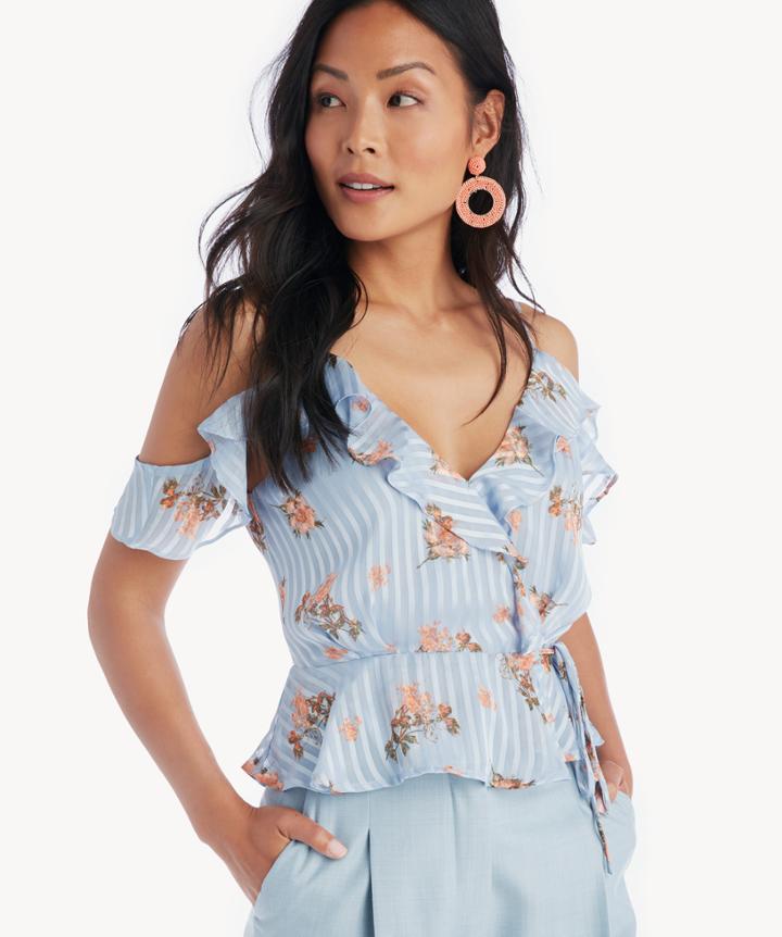 Astr Astr April Top Blue Peach Floral Size Extra Small From Sole Society