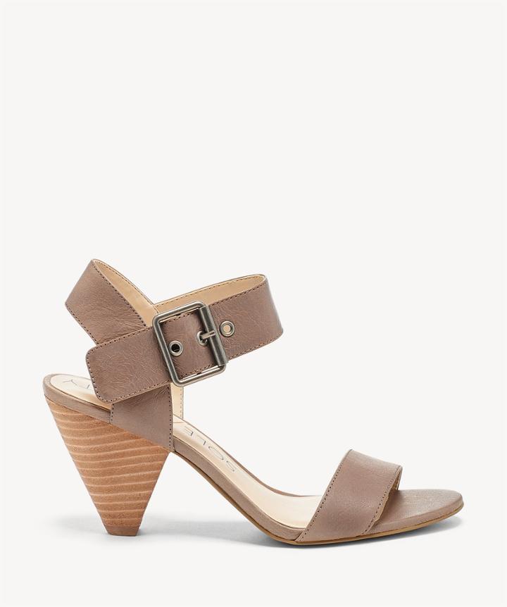 Sole Society Sole Society Missy Leather Mid Heels Sandals Slater Taupe Size 7