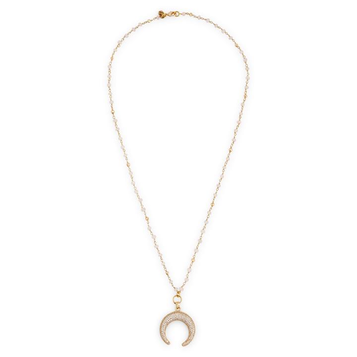 Karen London Karen London 24k Gold Plated Crescent Necklace - Moonstone