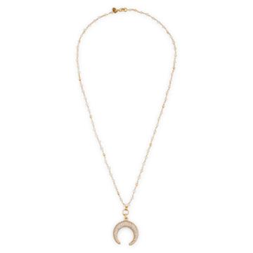 Karen London Karen London 24k Gold Plated Crescent Necklace - Moonstone
