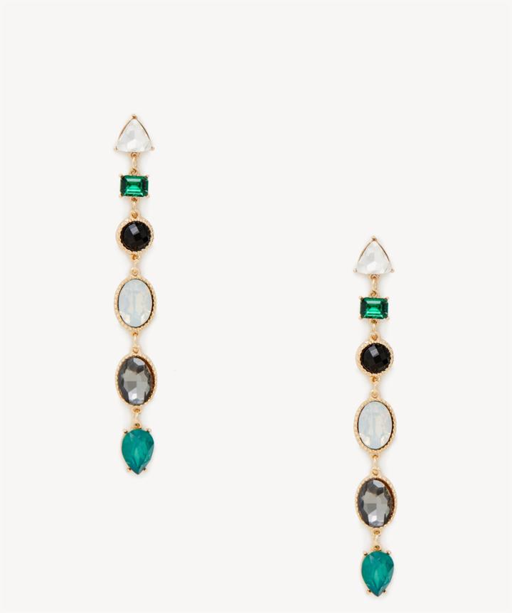 Sole Society Sole Society Linear Crystal Drop Earrings Emerald Combo One Size Os