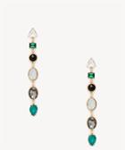 Sole Society Sole Society Linear Crystal Drop Earrings Emerald Combo One Size Os