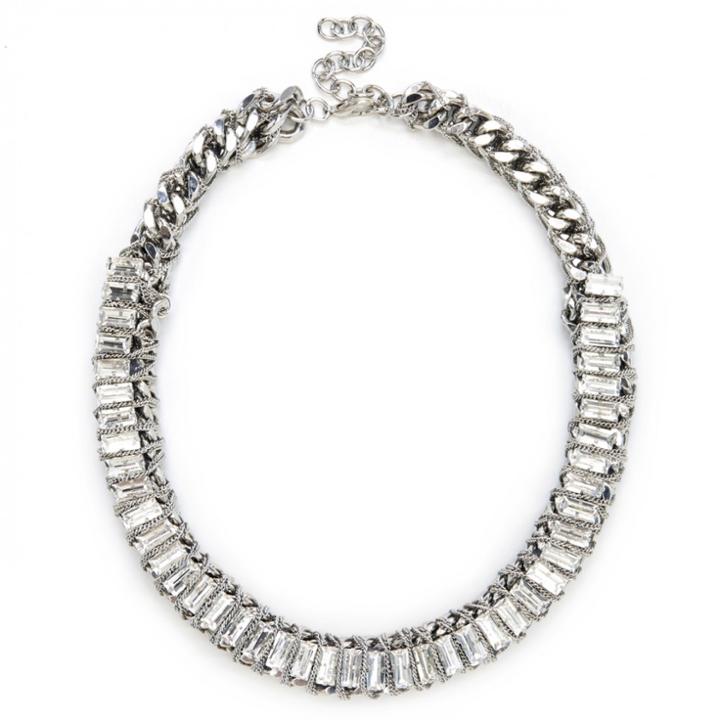 Sole Society Sole Society Wrapped Crystal Statement Necklace - Silver-one Size