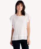 Vince Camuto Vince Camuto Ruffle Sleeve Blouse Mixed Media Ultra White Size Small From Sole Society