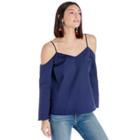 1. State 1. State Cold Shoulder Cascade Sleeve Blouse - Evening Sky