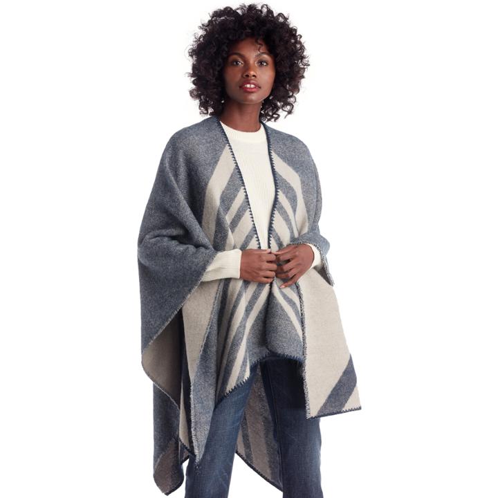 Sole Society Sole Society Colorblock Ruana - Navy Combo-one Size