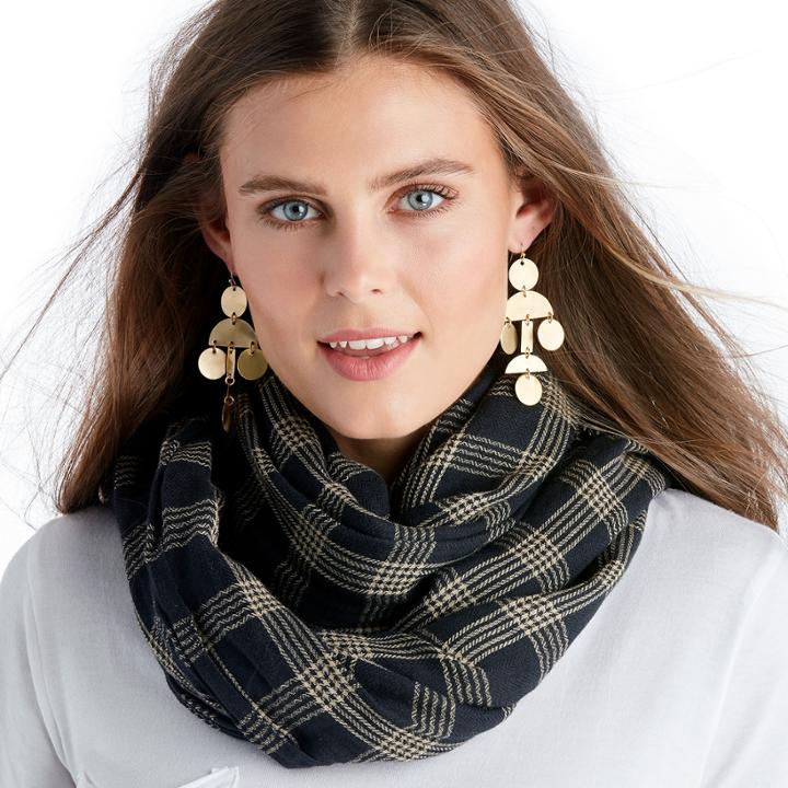 Sole Society Sole Society Checkered Scarf Raspberry Combo One Size Viscose Twill