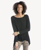 1. State 1. State Women's Long Sleeve Variegated Rib Knot Top In Color: Rich Black Size Large From Sole Society