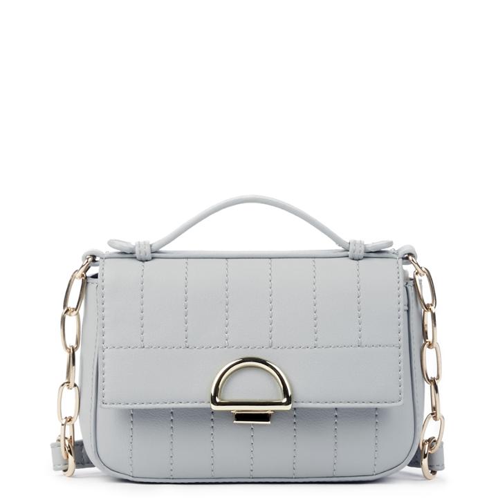 Sole Society Sole Society Kelsee Vegan Mini Quilted Crossbody - Dusty Blue