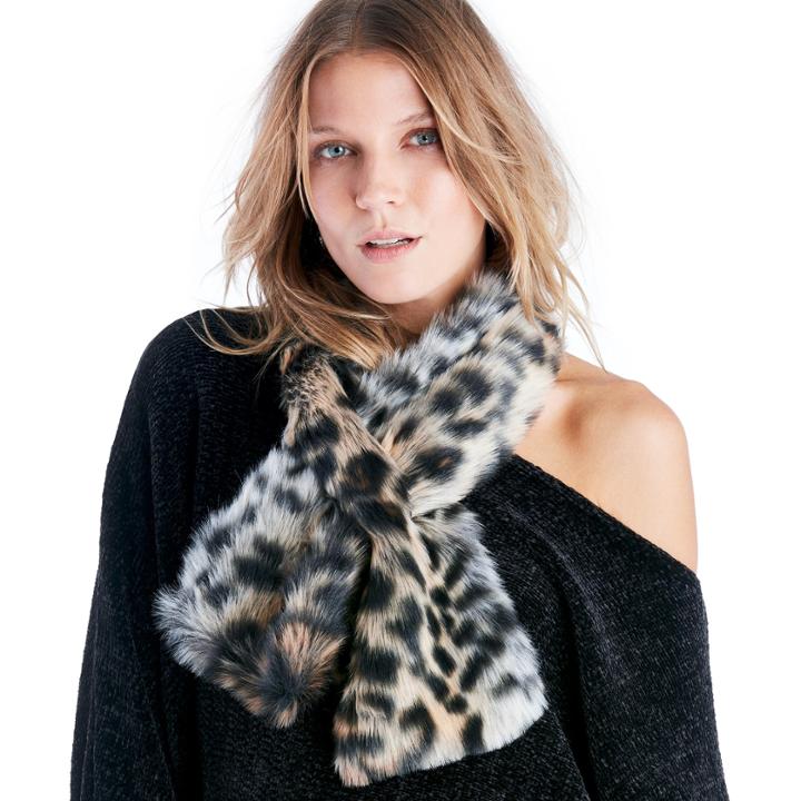 Sole Society Sole Society Leopard Faux Fur Stole - Brown Combo-one Size