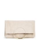Sole Society Sole Society Maron Suede Foldover Clutch With Ring Hardware - Blush