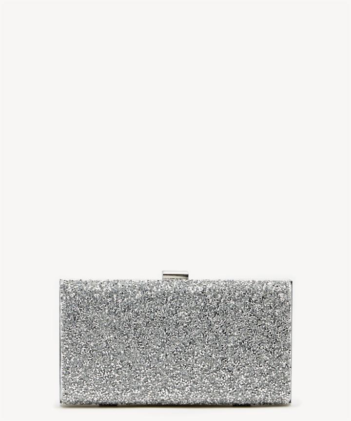 Sole Society Sole Society Mayanna Embellished Minaudiere Bag Silver Fabric Metal