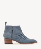 Sole Society Women's Jazda Ruched Bootie Vista Blue Size 5 Cow Split Suede From Sole Society
