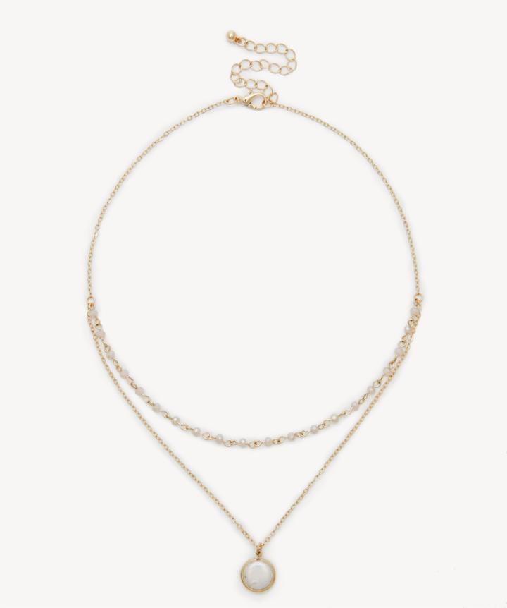 Sole Society Sole Society Pink Shell Layered Necklace