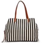 Sole Society Sole Society Millie Printed Oversize Tote - Black White Stripe-one Size