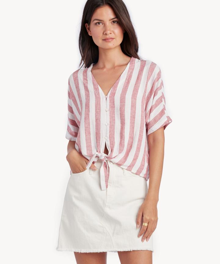 Rails Rails Women's Thea Blouse In Color: Seville Stripe Size Xs Linen Weave From Sole Society