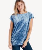 Vince Camuto Vince Camuto Women's Extend Shoulder Knit Crushed Velvet Tee In Color: Base Blue Size Xs From Sole Society