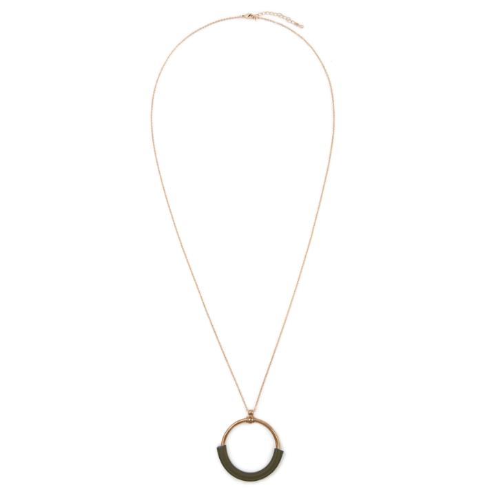 Sole Society Sole Society Genuine Leather Wrapped Pendant - Olive-one Size