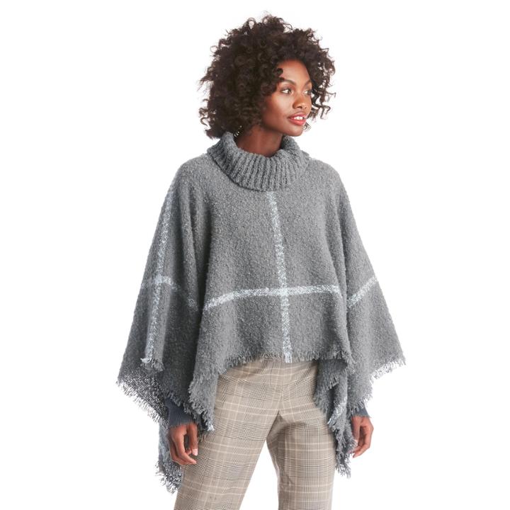Sole Society Sole Society Turtleneck Poncho Grey One Size Os Polyester
