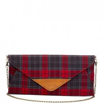 Solesociety Paloma Plaid Clutch - Red Plaid