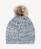 Sole Society Women's Mixed Knit Beanie Hat With Faux Fur Pom Black Marled One Size Acrylic From Sole Society